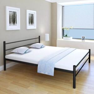 Fekete fém ágy matraccal 180 x 200 cm