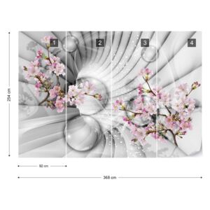 Fotótapéta GLIX - Modern 3D Ben Virágok És Buborékok Alagút Nézet Nem szőtt tapéta - 368x254 cm
