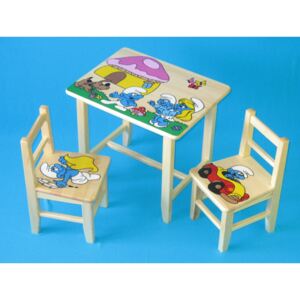 Gyermekasztal székekkel Hupikék törpikék + kis asztal ingyen !!!
