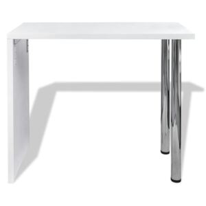 Magasfényű fehér MDF bárasztal 2 acél lábbal