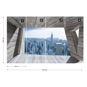Fotótapéta GLIX - New York Városra 3D Beton Modern Építészet Nézet Nem szőtt tapéta - 416x254 cm