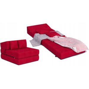 Jaamatrac Összehajtható matrac 200x70 cm Fotel színe: Piros, Párna színe: Grafit