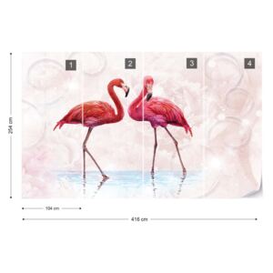 Fotótapéta GLIX - Modern Trópusi Flamingók Nem szőtt tapéta - 416x254 cm