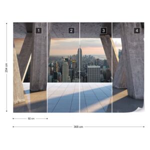 Fotótapéta GLIX - New York Városra 3D Modern Kilátás Konkrét Papír tapéta - 368x254 cm