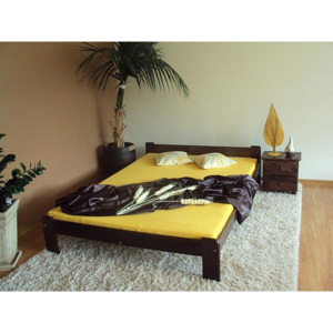 BABET tömörfa ágy + hab matrac 10 cm + ágyrács, 140x200 cm, dió-lakk