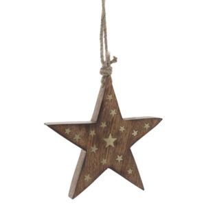 Stefano csillag formájú fából készült felfüggeszthető karácsonyi dekoráció - InArt