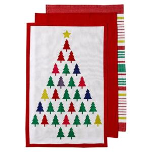 Bright Christmas Tree 3 db-os karácsonyi mintás konyharuha szett, 70 x 45 cm - Ladelle