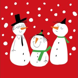 Smiling Snowmen Red 10 db-os papírszalvéta szett karácsonyi motívummal - PPD