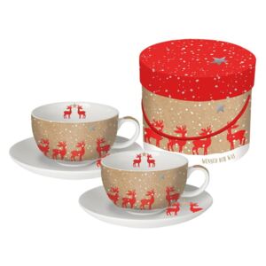 Make a Wish 2 részes porcelán cappuccino csésze szett karácsonyi motívummal, díszdobozban, 200 ml - PPD
