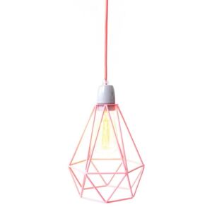 Diamond #1 lámpa rózsaszín lámpabúrával és rózsaszín kábellel - Filament Style