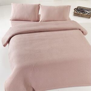 Dusty Rose Pique bézs-rózsaszín könnyű pamut ágytakaró, 200 x 240 cm