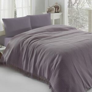 Pique lila színű könnyű anyagú kétszemélyes ágytakaró, 220 x 240 cm