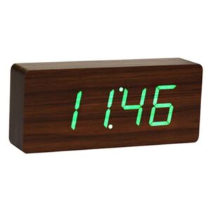 Slab Click Clock sötétbarna ébresztőóra zöld LED kijelzővel - Gingko