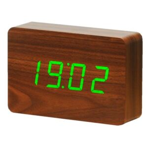 Brick Click Clock sötétbarna ébresztőóra zöld LED kijelzővel - Gingko