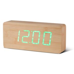 Slab Click Clock világosbarna ébresztőóra zöld LED kijelzővel - Gingko