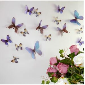 Butterflies kék 3D hatású 18 db-os falmatrica szett - Ambiance
