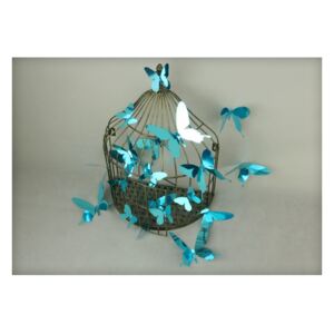 Butterflies kék 3D falmatrica szett, 12 db-os - Ambiance