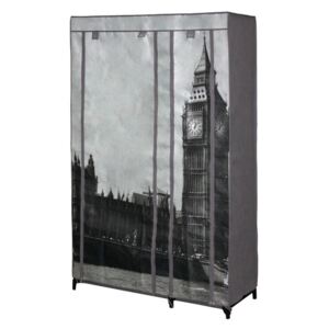London szürke ruhatároló szövetszekrény, 160 x 105 cm - London