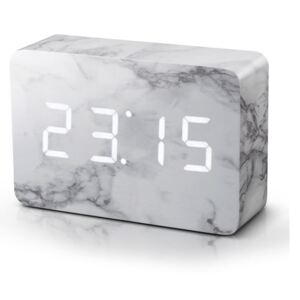 Brick Marble Click Clock márványszínű ébresztőóra fehér LED kijelzővel - Gingko