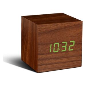 Cube Click Clock sötétbarna ébresztőóra zöld LED kijelzővel - Gingko