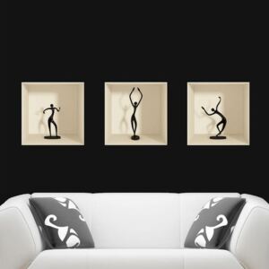 Dancing Figures 3D hatású 3 darabos matrica szett - Ambiance