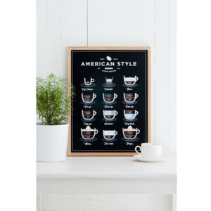 American Style Coffee fekete poszter, 30 x 40 cm - Follygraph