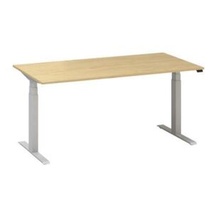 Alfa Up állítható magasságú irodai asztal szürke lábazattal, 160 x 80 x 61,5-127,5 cm, bükk mintázat