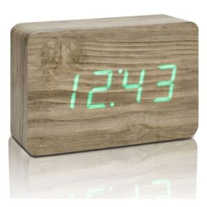 Brick Click Clock világosbarna ébresztőóra zöld LED kijelzővel - Gingko