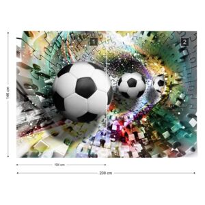 Fotótapéta GLIX - 3D Futball Labda Puzzle Alagútban Sokszínű Tapet nețesute - 208x146 cm