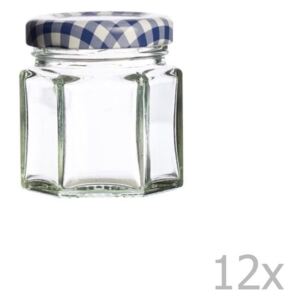 Hexagonal 12 darab befőttes üveg kék fedéllel, 48 ml - Kilner