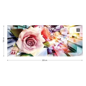 Fotótapéta GLIX - Roses 3D Illustion Modern Színes Kialakítás Nem szőtt tapéta - 250x104 cm