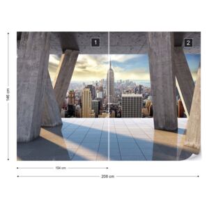 Fotótapéta GLIX - New York Városra 3D Modern Kilátás Konkrét Tapet nețesute - 208x146 cm