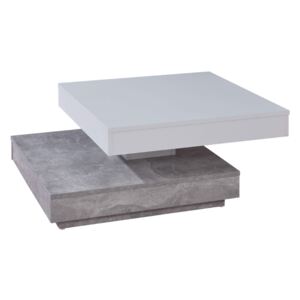 UNIVERSAL Fehér-Beton forgatható dohányzó asztal laminált 70cm