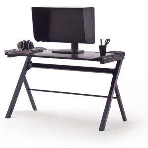 McRACING Basic 3 gamer íróasztal fekete karbon optika borítással és beépített LED világítással