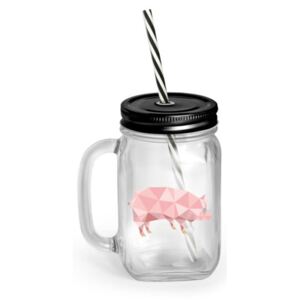 Mia Natura Pig pohár fedéllel és szívószállal, 450 ml - Vialli Design