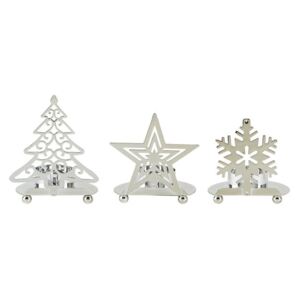 Happy Snow ezüstszínű gyertyatartó, 3 darabos készlet - KJ Collection