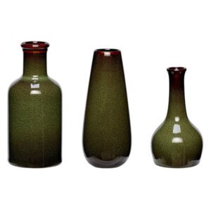 Frej 3 darabos zöld kerámia váza szett - Hübsch
