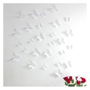 Butterflies fehér 3D hatású 12 darabos matrica szett - Ambiance