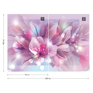Fotótapéta GLIX - Virágok Modern Rózsaszín És Lila Tapet nețesute - 208x146 cm
