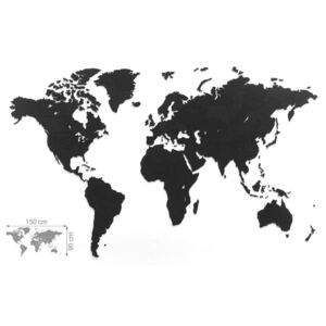 MiMi Innovations Luxury fekete világtérkép puzzle fali dísz 150x90 cm