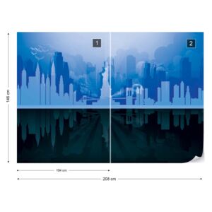 Fotótapéta GLIX - New York Városra Kék És Fekete Tapet nețesute - 208x146 cm