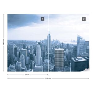 Fotótapéta GLIX - New York Városra Empire State Building Kék Tapet nețesute - 208x146 cm