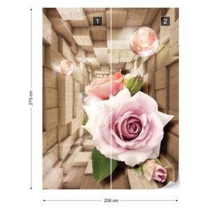 Fotótapéta GLIX - 3D Alagútban Roses Nem szőtt tapéta - 206x275 cm