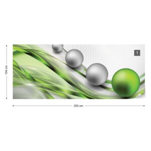 Fotótapéta GLIX - Modern Absztrakt 3D Design Ezüst És Zöld Nem szőtt tapéta - 250x104 cm