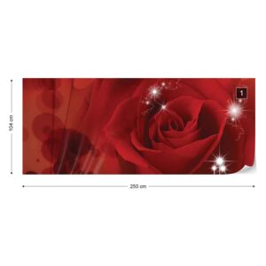 Fotótapéta GLIX - Red Rose Sparkles Flowers Nem szőtt tapéta - 250x104 cm