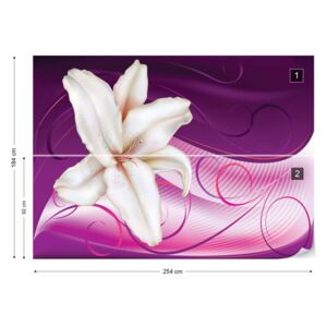 Fotótapéta GLIX - Liliom Modern Virágos Design Lila Nem szőtt tapéta - 254x184 cm