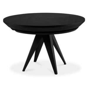 Black Friday -15% Magnus fekete tömör tölgyfa bővíthető asztal, ø 120 cm - Windsor & Co Sofas