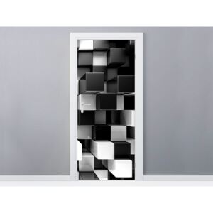 Öntapadó ajtómatrica Fekete-fehér 3D kockák 95x205cm