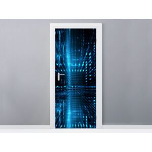 Öntapadó ajtómatrica Kék kyberterület 3D 95x205cm