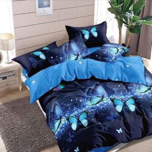 Kék színben pillangó mintás pamut ágynemű